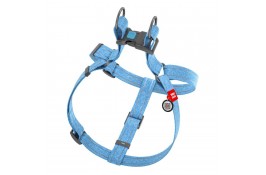 Collar WAUDOG Re-cotton светоотражающая шлея с QR паспортом для собак (голубая) L