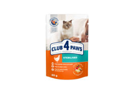 Club 4 Paws Premium Sterilised влажный корм для кошек с курицей в желе 80г*24шт
