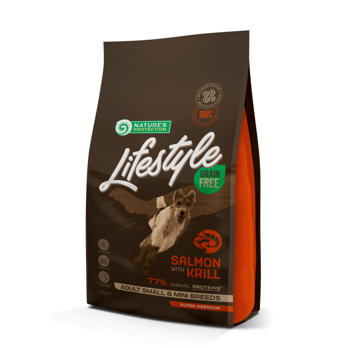 Nature's Protection Lifestyle Grain Free Salmon with krill Adult Small and Mini Breeds з лососем 1,5 кг