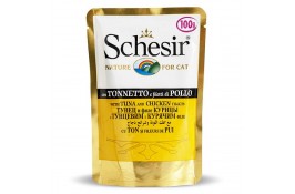 Schesir Tuna Chicken вологий корм для дорослих котів з тунцем та куркою в желе 100 г