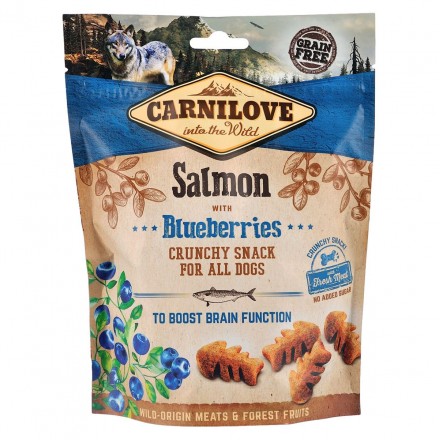 Ласощі Carnilove Dog Crunchy Snack з лососем і чорницею для дорослих собак 200g