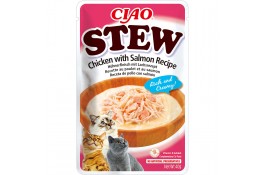 INABA CIAO Stew влажный корм для котов с тушеной курицей и лососем 40 г