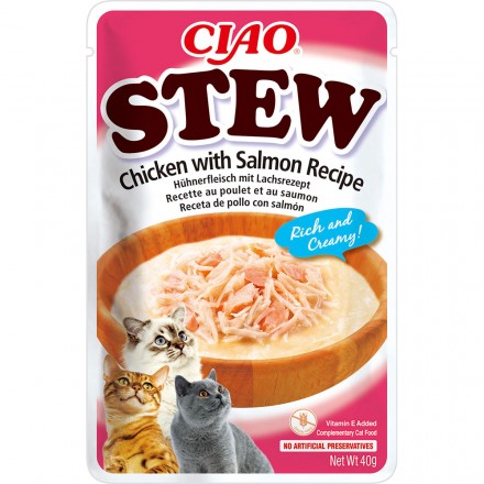 INABA CIAO Stew вологий корм для котів з тушкованою куркою та лососем 40 г