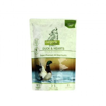 ISEGRIM Pouch Roots Duck & Hearts Качка з сердечками, овочами, лляним маслом та польовими травами 410г