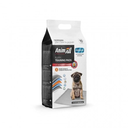 AnimAll Puppy Training Pads пелюшки для собак та цуценят з активованим вугіллям 60×90 см 10 шт