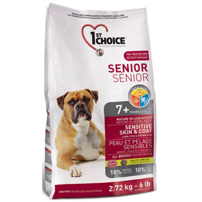 1st Choice Senior Sensitive Skin & Coat Lamb & Fish сухой корм для пожилых собак 2,72 кг