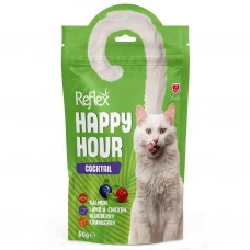 Reflex Happy Hour лакомство для кошек с лососем, ягненком, курицей, черникой и клюквой, коктейль 60г