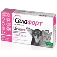 KRKA Селафорт Спот-он капли от блох, клещей и гельминтов для собак и кошек до 2,5 кг (1 пипетка 0,25 мл)