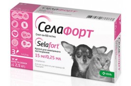 KRKA Селафорт Спот-он капли от блох, клещей и гельминтов для собак и кошек до 2,5 кг (1 пипетка 0,25 мл)