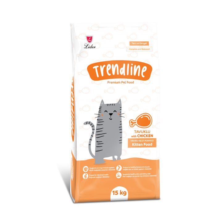 Trendline (Трендлайн) Полноценный и сбалансированный сухой корм для котят с курицей 15кг.