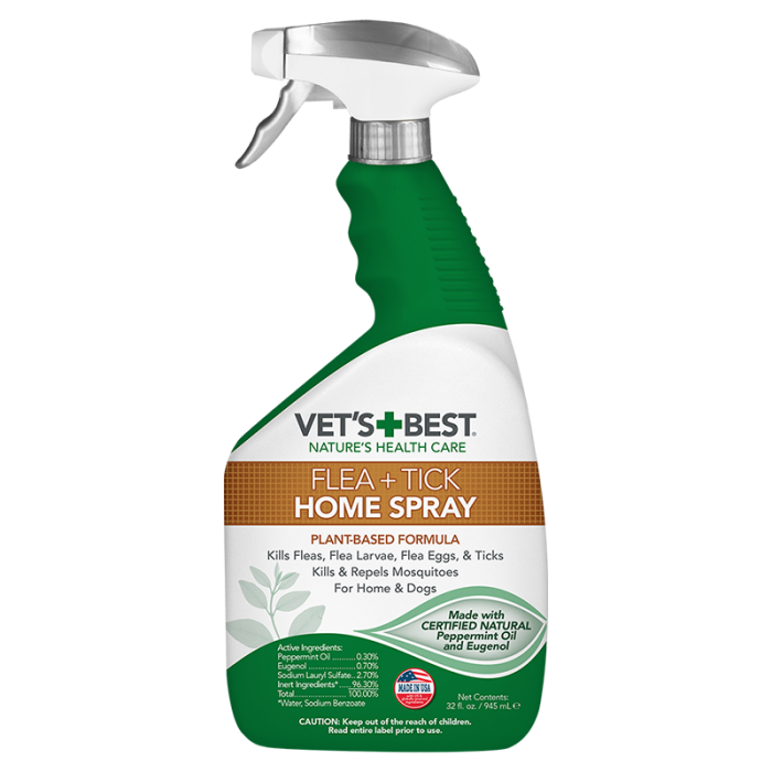 VET`S BEST Natural Flea & Tick Home Spray спрей від бліх, кліщів та москітів 945 мл