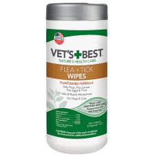 VET`S BEST Flea & Tick Wipes вологі серветки від бліх та кліщів для собак та котів 50 шт
