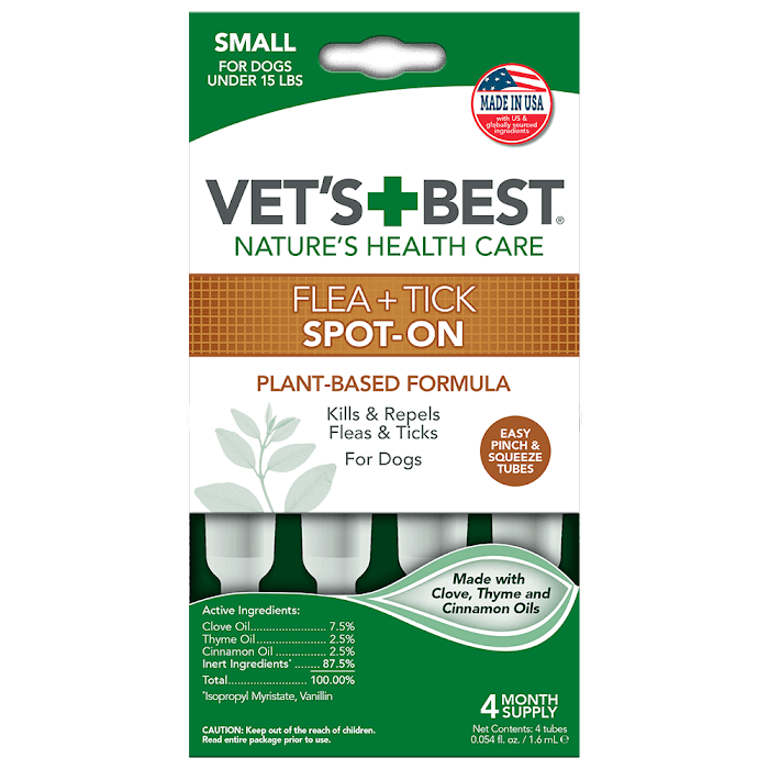 VET`S BEST Flea&Tick Drops Small капли от блох и клещей для собак до 7 кг (1,6 мл х 4)
