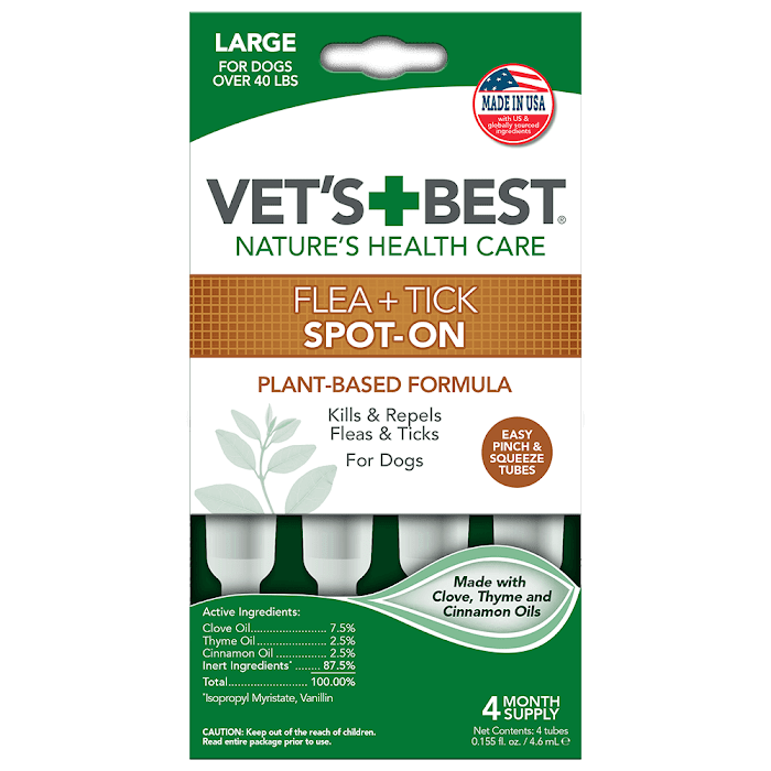 VET`S BEST Flea&Tick Drops Large капли от блох и клещей для собак от 18 кг (4,6 мл х 4)